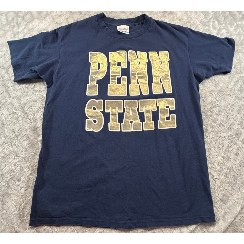 Vtg Penn State Girardin Spell Out Puffy Letter Single Stitch T-Shirt XL USA